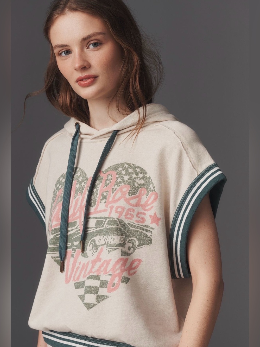 Pilcro Graphic Muscle Hoodie - Size Large - Ivory - Anthropologie NWT